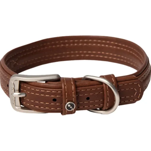 Rogz Hunde Lederhalsband braun