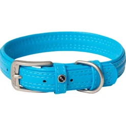 Rogz Hunde Lederhalsband türkis