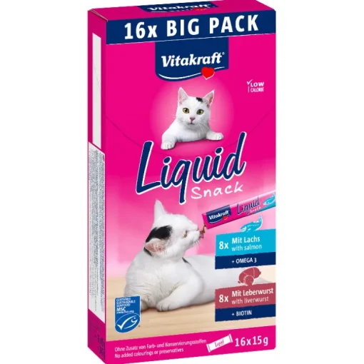 Vitakraft Liquid Snack Multipack Leberwurst & Lachs 16x 15g