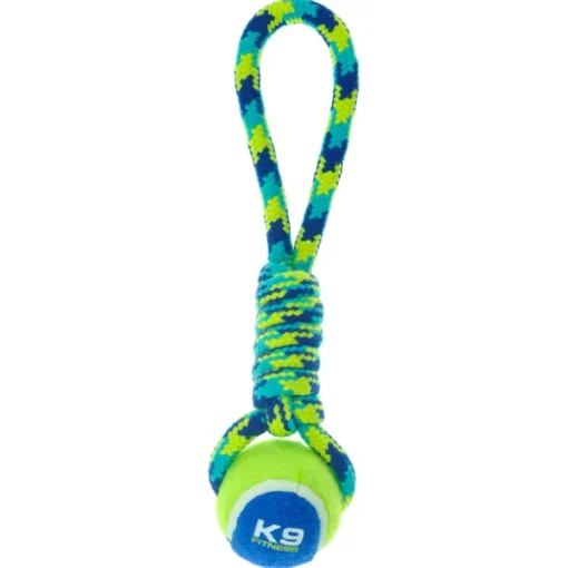 Zeus Hundespielzeug K9 Fitness Tennis Ball Rope Tug